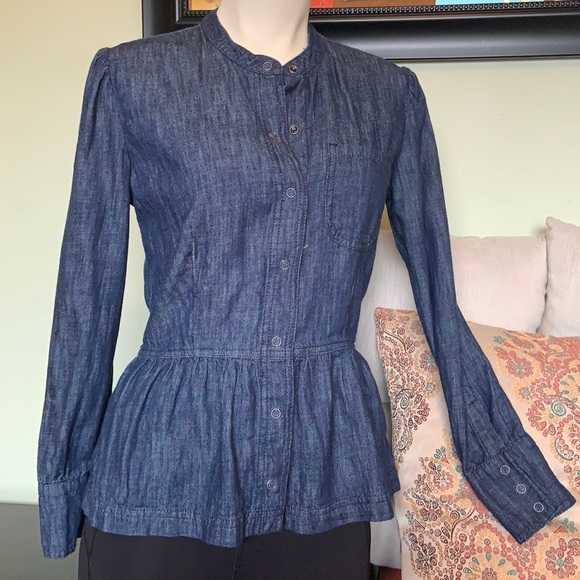 Lucky Brand Denim Peplum Shirt - Picture 3 of 7